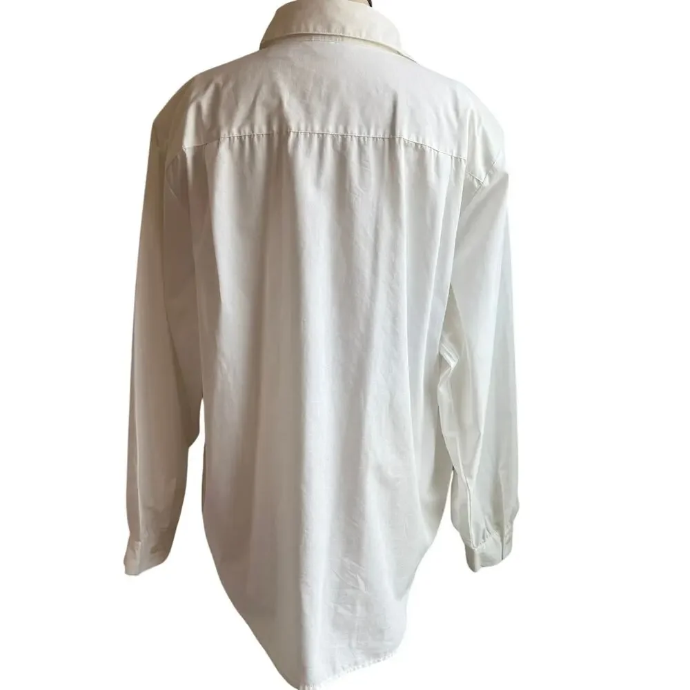 Stonybrook White Western Shirt Embroidered Aztec Design Women 18
